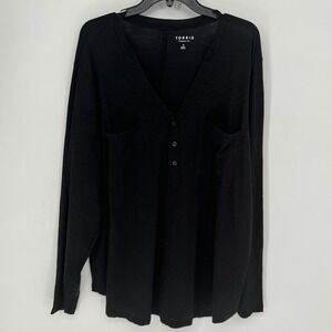 Torrid Classic Fit Black Long Sleeve V-Neck Henley Pocket T-Shirt Top 3X New
